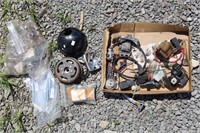 Miscellaneous moped parts headlight bulbs, coils,