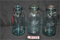 (3) Blue 2 -QT Ball Ideal jars