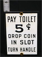 Porcelain Pay Toilet 5 cent sign
