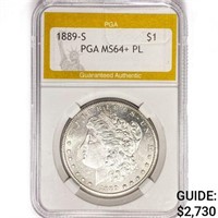 1889-S Morgan Silver Dollar PGA MS64+ PL