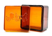 VNTG Amber Glass Carriage & Horse Jewelry Box