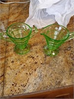 Uranium Glass Cream and Sugar