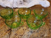 Uranium Glass 5x Coffee Cups