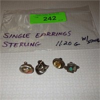 SINGLE STERLING EARRINGS 11.20 GRAMS (W/ STONES)