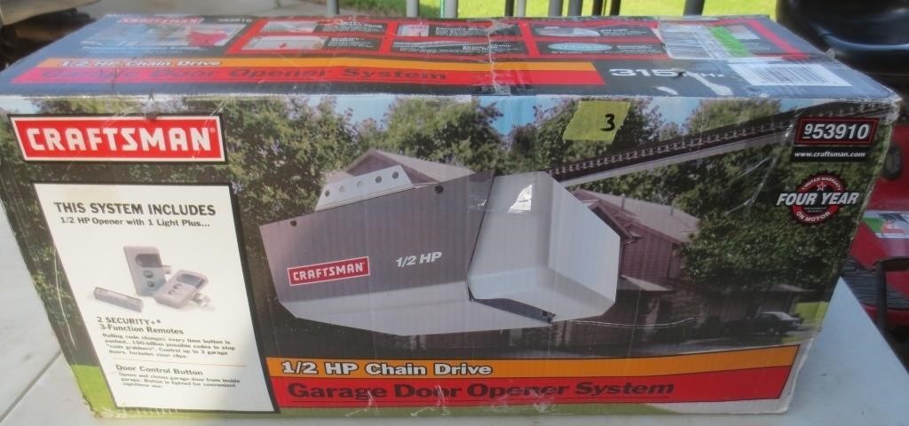 New Craftsman 1/2 hp chain drive garage door