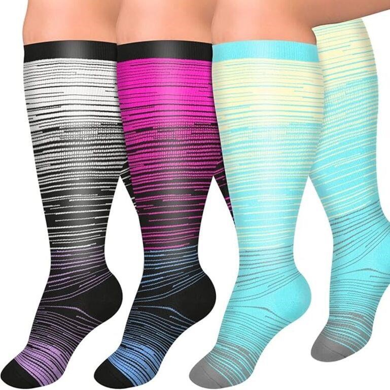 3 Pairs Plus Size Compression Socks for Women and
