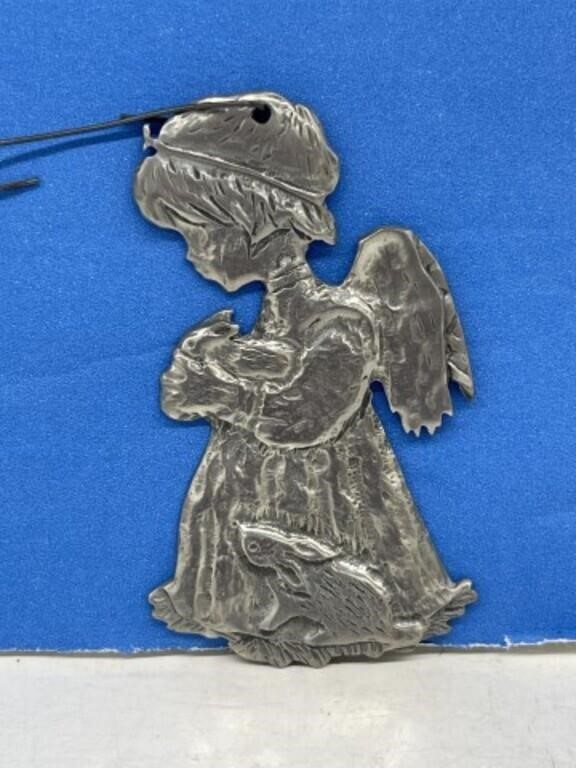 Signed Pewter Angel Ornament