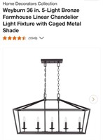 Weyburn 36" 5 Light Chandelier- Bronze