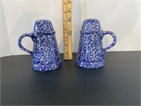 Blue Stipple Salt and Pepper Shakers