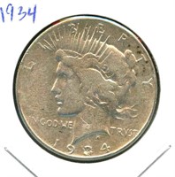 1934 Peace Silver Dollar