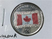 2015 25 Cents Can 50th Of Flag Coloured Ms-65