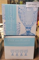 2 NEW FITZ & FLOYD GOBLET GLASS SETS