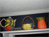 Three Pieces Vegetable Pottery over Door