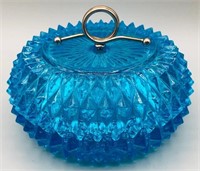 Mid Century RARE INDIANA Glass Dish -Aqua Blue