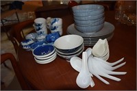 ASSORTMENT OF BLUE & WHITE DISHES (SOME PIER 1)