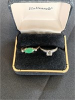 Jadeite Stone Ring With Clear Stones (tested