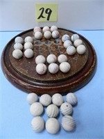 Bag of Old China Marbles & 7 1/2" Round Marble -