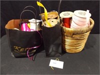 1 Basket and 2 Bags of Ribbon