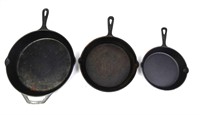 ASSORTED CAST IRON PANS