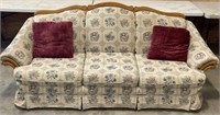 (AM) Wood Framed Couch w/ Throw Pillows Appr