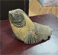 Hand-carved cow horn fish sculpture