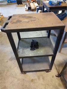Plastic rolling shop cart with steel top