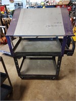 Plastic rolling shop cart with drafting table