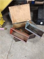 Wood box and two steel tool trays