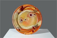 Artist signed Crystal art pottery plate "Large Mus