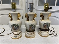 Vintage lamps set of 322 karat gold trim