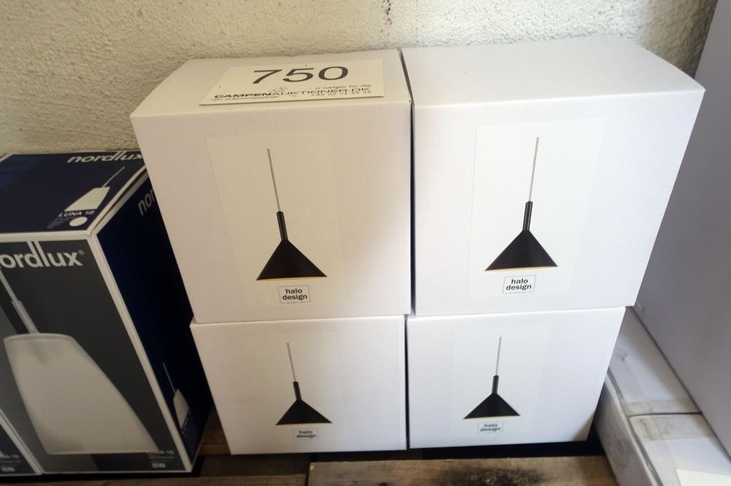 Diktat paraply lineær 4 stk. Halo design Nysø pendler | Campen Auktioner A/S