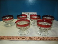 Cranberry to Clear 6pc Vintage Glass Sherbert Cups