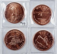 Lot of 4  One A.V.D.P. Ounce .999  Copper Rounds