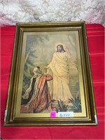 Vtg Christ&Mary Framed Lithograph J.F Hill Co.