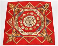 Hermes, "Rocaille" Silk Scarf in Red