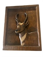 Hand Carved Antelope Wall Decor