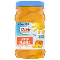 2 JARS! Dole Sliced Peaches in 100% Fruit Juice,