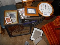 Bird clock, pictures, & frames