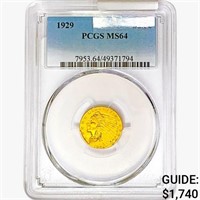 1929 $2.50 Gold Quarter Eagle PCGS MS64