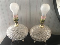 Pair of Heavy Glass Footed Lamps