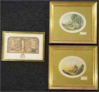 Three framed antique prints