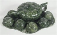 Eight piece Chinese greenstone tea set