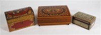 Three various decorated jewellery boxes