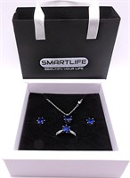 925S 3 Pc Blue Sapphire Solitaire Jewelry Set