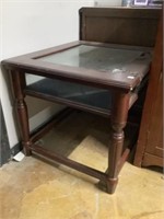 End table with glass top 23x26x21 scratches