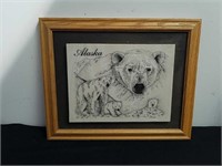 Vintage 16 x 13 in Alaskan framed plaque/ picture