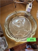 HUGE CLEAR  INDIANA GLASS EAGLE ASHTRAY ASH TRAY