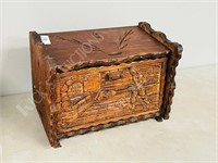 vintage breadbox w/ carved front - 10" x 17"