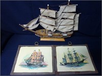 MODEL SHIP AND TWO SHIP PLAQUES