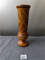 10.5" Carved Wooden Vase